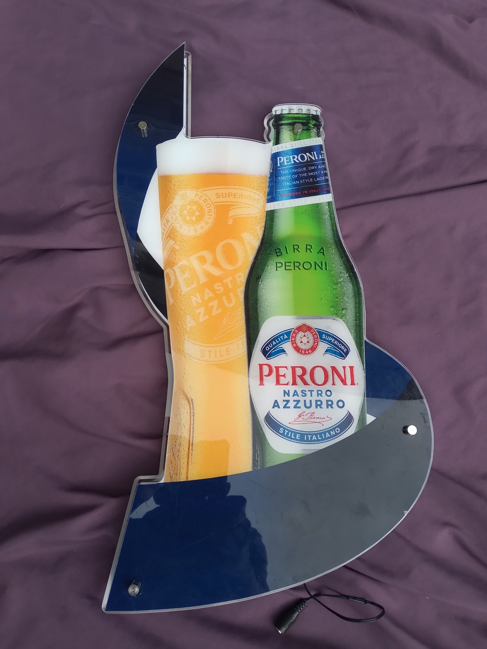 Peroni Illuminated Bottle & Glass Wall Sign - Green